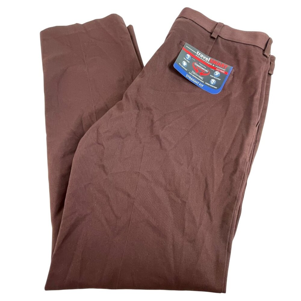 Roundtree & Yorke Travel‎ Smart Chino Pants Mens 38 x 32 Rust Red Grip Waistband